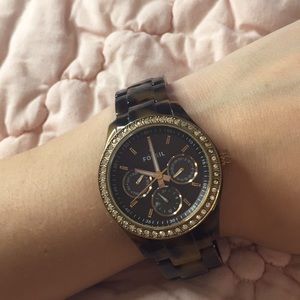 Beautiful tortoise shell and gold Fossil watch!